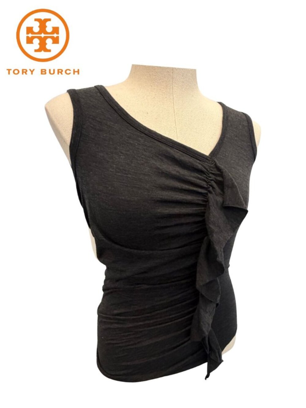 Tory Burch Black Ruffle Sleeveless Knit Top Women's XS - Picture 3 of 8